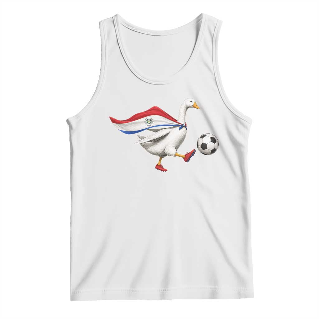 Funny Paraguay Soccer Tank Top Goose Wearing Paraguayan Flag Patriotic Football Fan Graphic