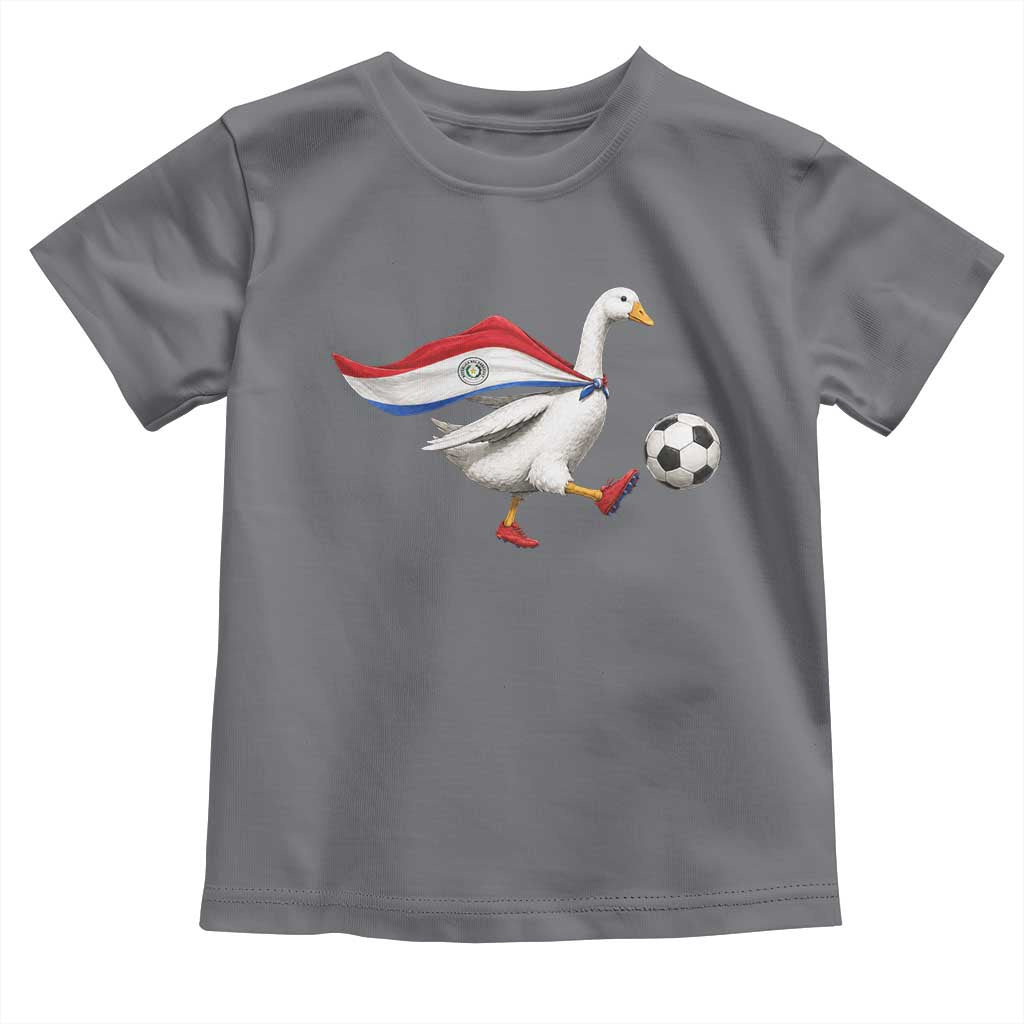 Funny Paraguay Soccer Toddler T Shirt Goose Wearing Paraguayan Flag Patriotic Football Fan Graphic