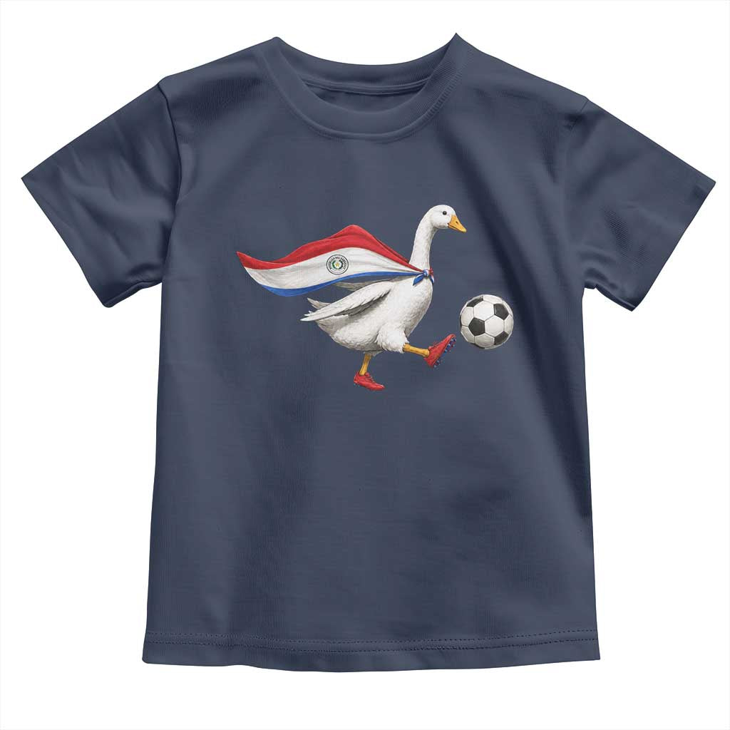 Funny Paraguay Soccer Toddler T Shirt Goose Wearing Paraguayan Flag Patriotic Football Fan Graphic