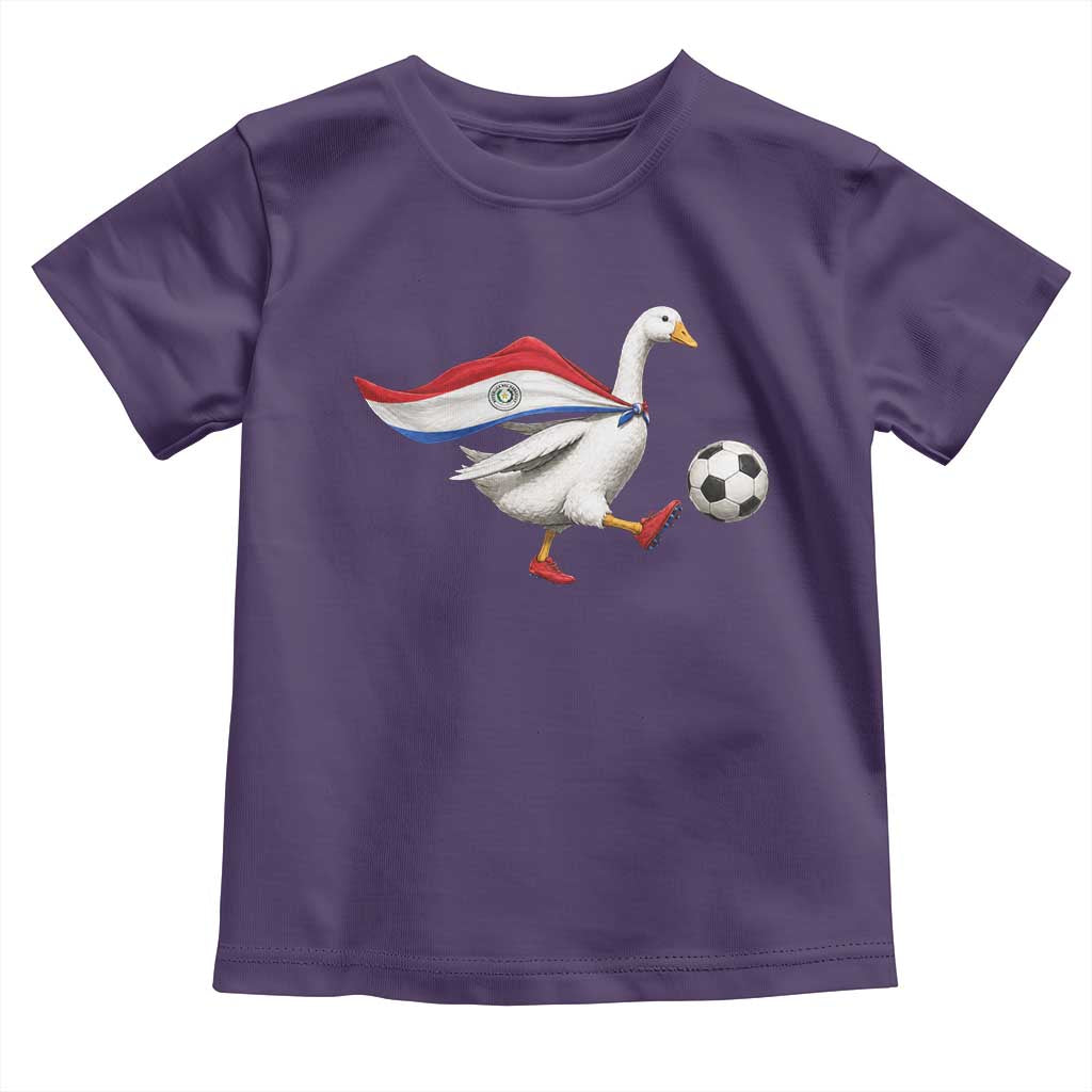 Funny Paraguay Soccer Toddler T Shirt Goose Wearing Paraguayan Flag Patriotic Football Fan Graphic
