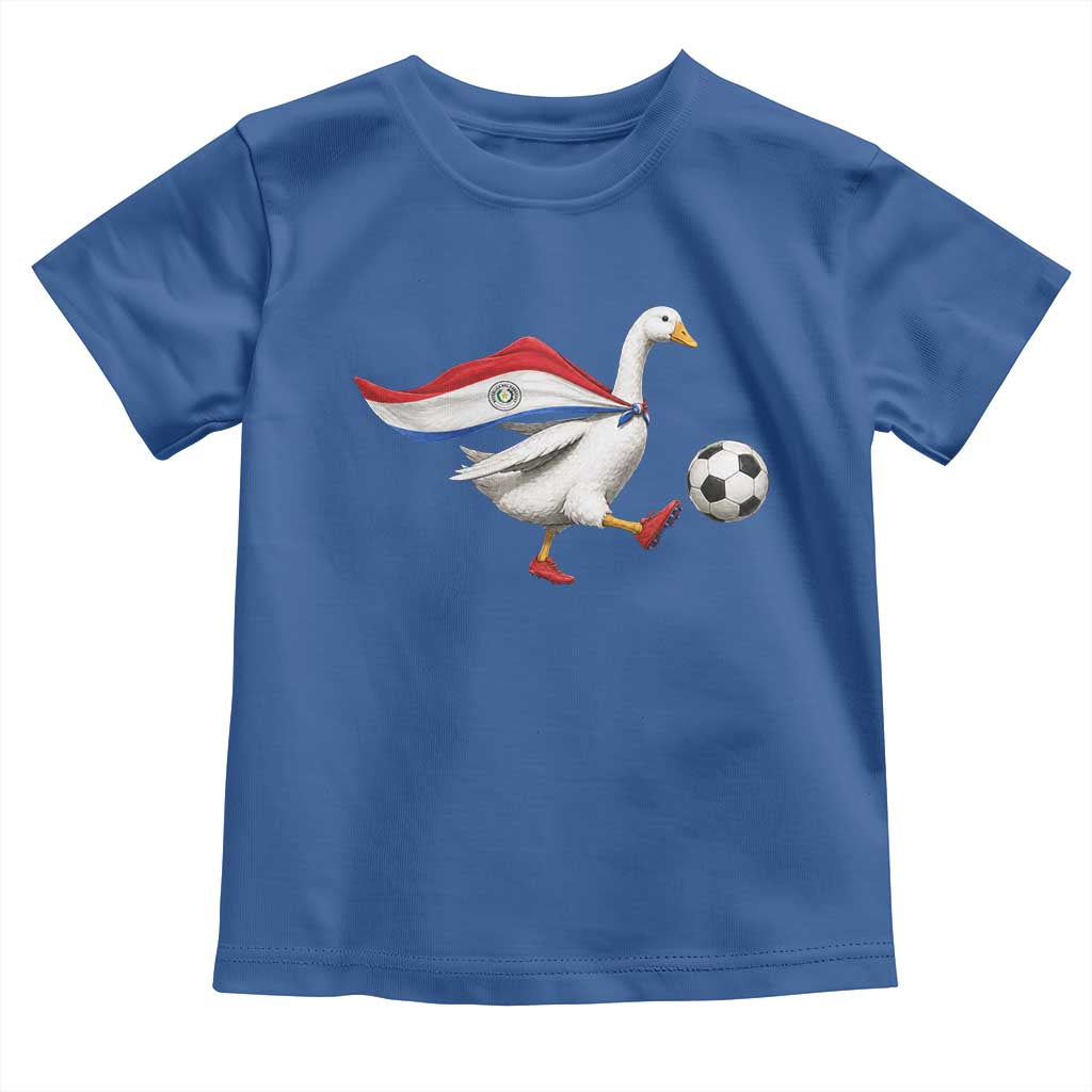 Funny Paraguay Soccer Toddler T Shirt Goose Wearing Paraguayan Flag Patriotic Football Fan Graphic