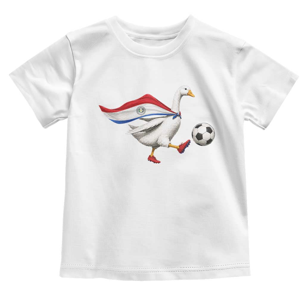 Funny Paraguay Soccer Toddler T Shirt Goose Wearing Paraguayan Flag Patriotic Football Fan Graphic