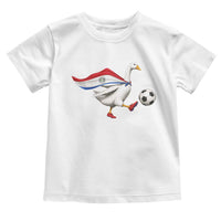 Funny Paraguay Soccer Toddler T Shirt Goose Wearing Paraguayan Flag Patriotic Football Fan Graphic