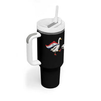 Funny Paraguay Soccer Tumbler With Handle Goose Wearing Paraguayan Flag Patriotic Football Fan Graphic