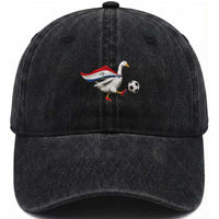 Funny Paraguay Soccer Washed Cotton Baseball Cap Goose Wearing Paraguayan Flag Patriotic Football Fan Graphic
