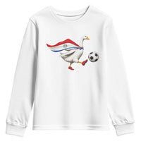 Funny Paraguay Soccer Youth Sweatshirt Goose Wearing Paraguayan Flag Patriotic Football Fan Graphic