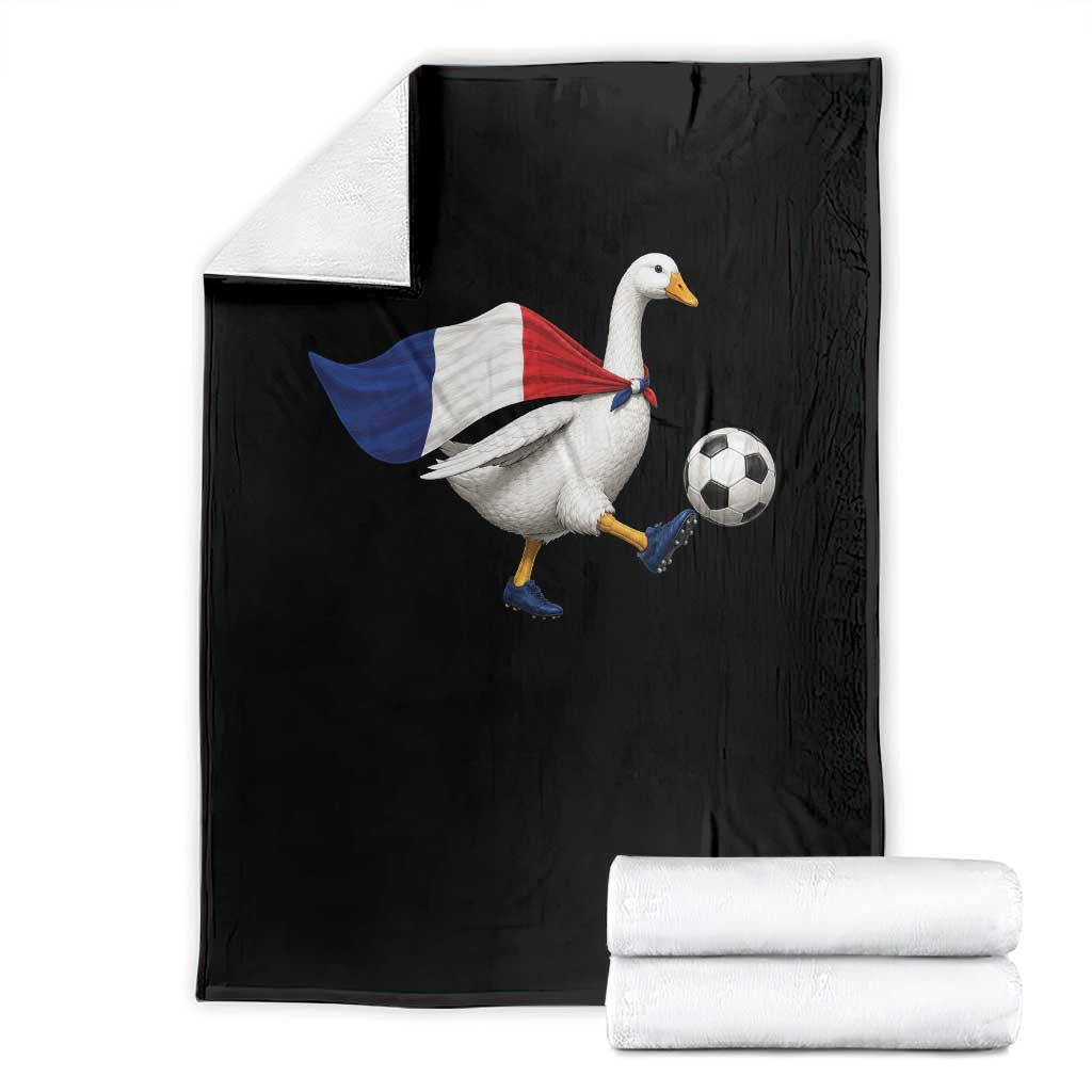 France Soccer Goose Throw Blanket French Flag Patriotic Football Fan Graphic