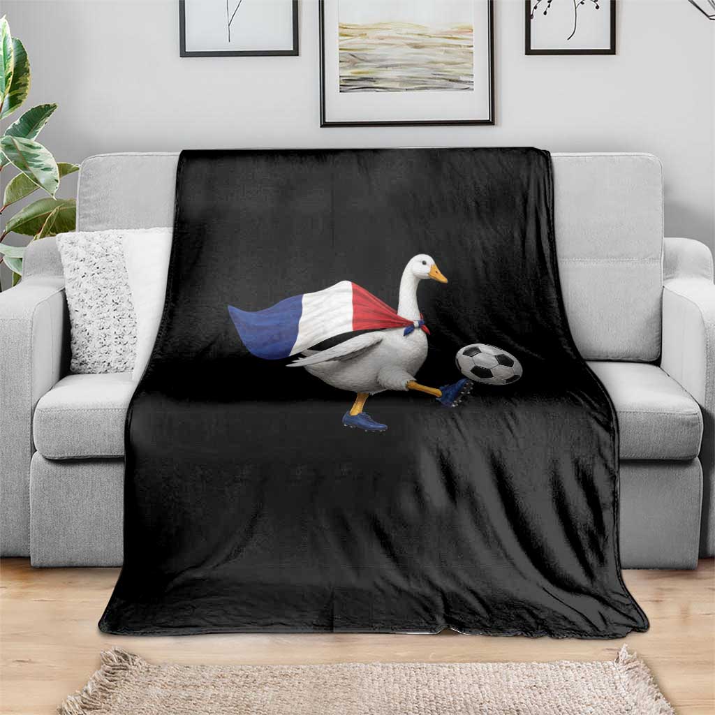 France Soccer Goose Throw Blanket French Flag Patriotic Football Fan Graphic