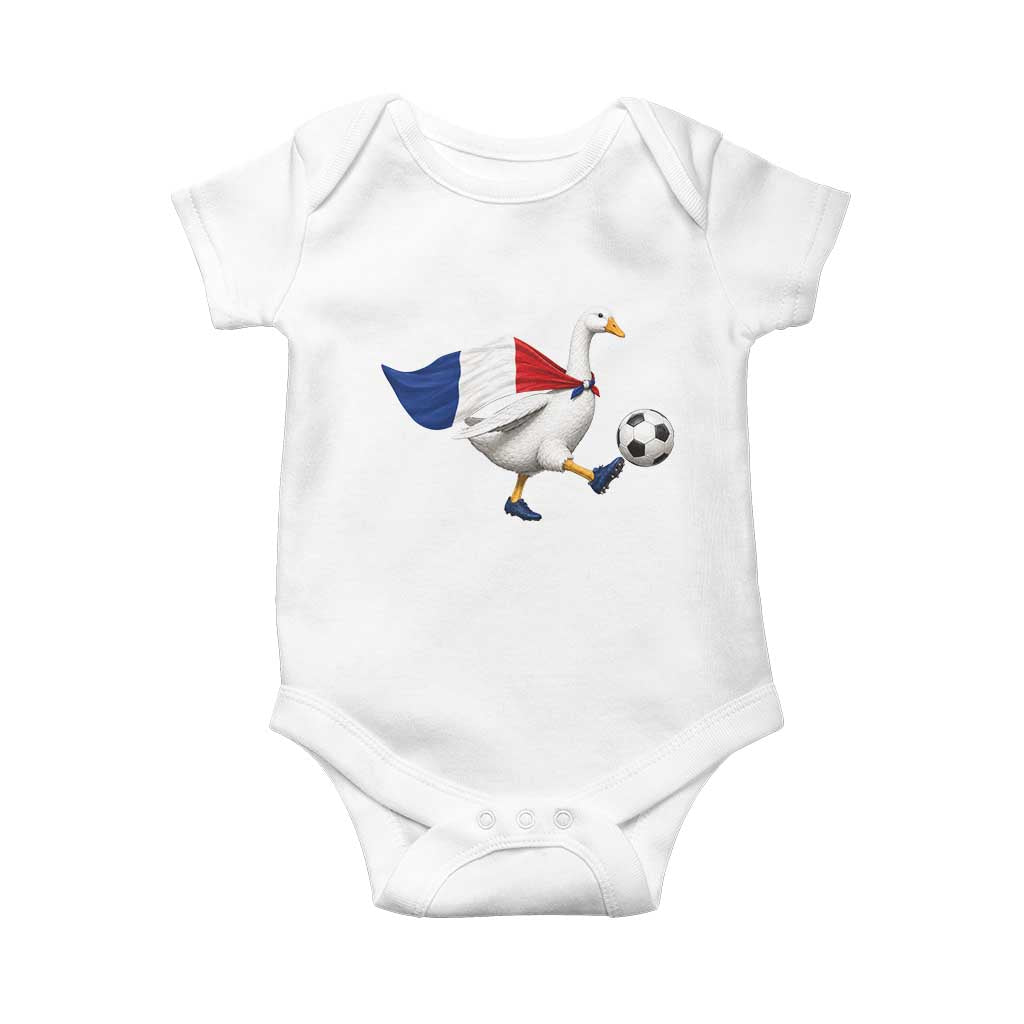 France Soccer Goose Baby Onesie French Flag Patriotic Football Fan Graphic