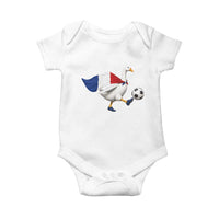 France Soccer Goose Baby Onesie French Flag Patriotic Football Fan Graphic