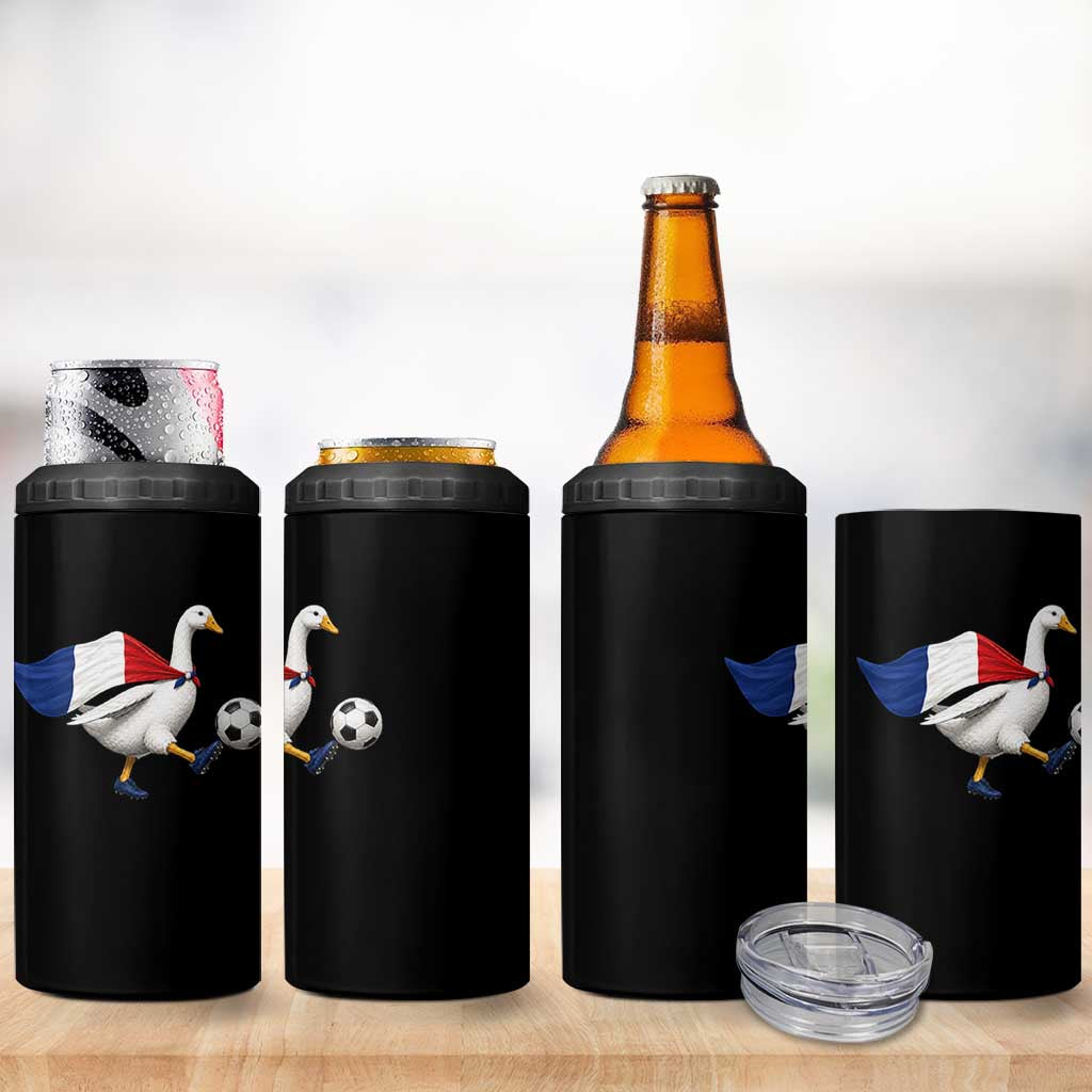 France Soccer Goose 4 in 1 Can Cooler Tumbler French Flag Patriotic Football Fan Graphic