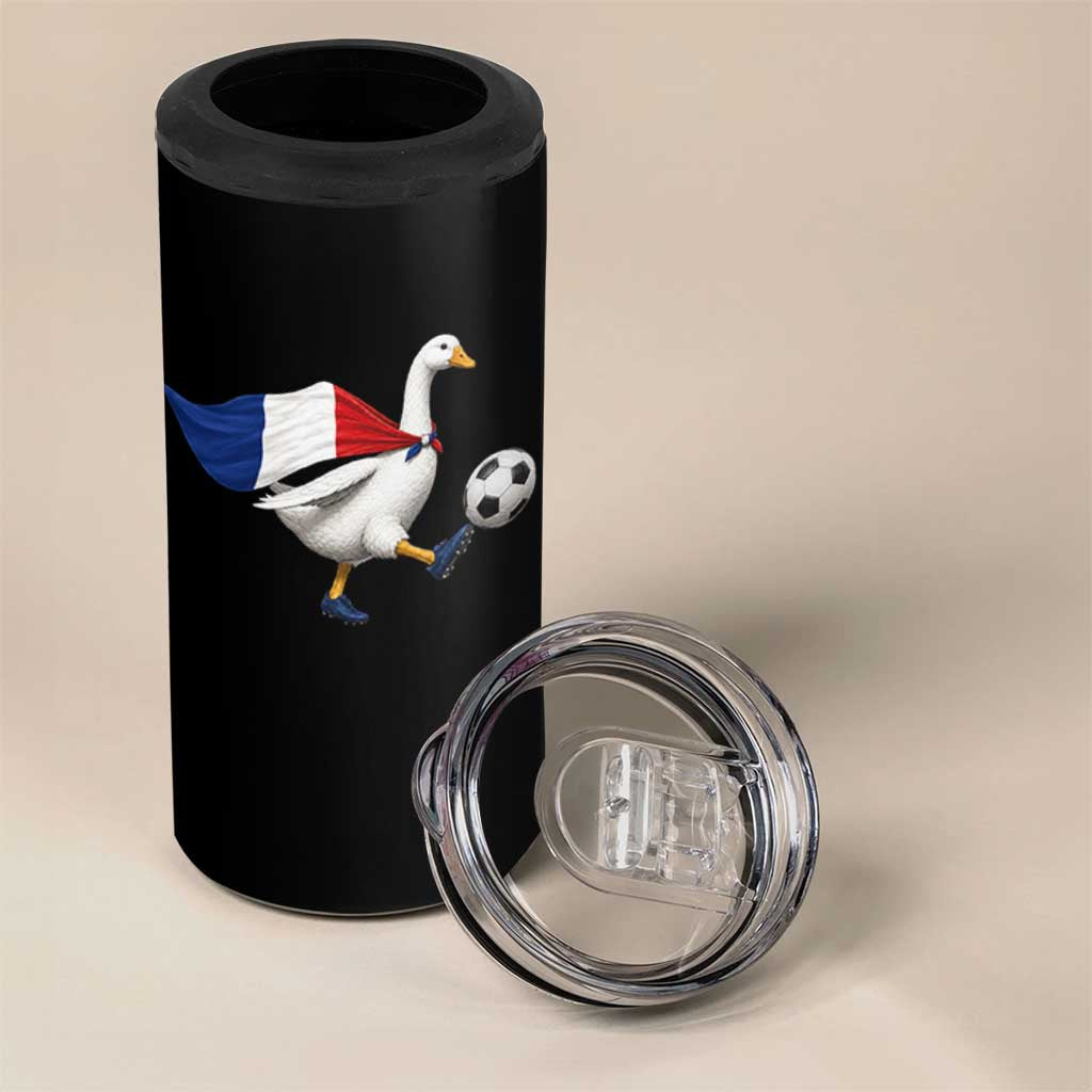 France Soccer Goose 4 in 1 Can Cooler Tumbler French Flag Patriotic Football Fan Graphic