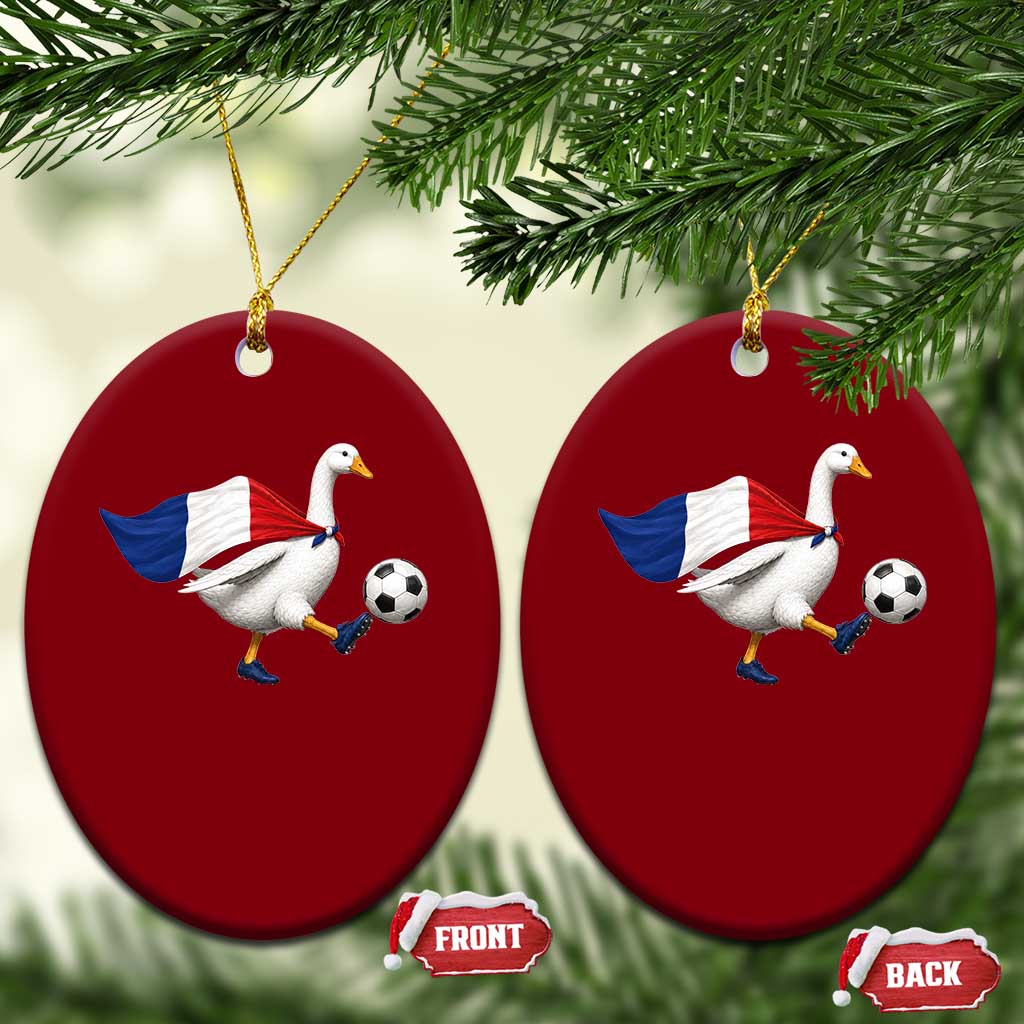 France Soccer Goose Ceramic Ornament French Flag Patriotic Football Fan Graphic