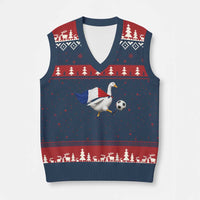 France Soccer Goose V-Neck Knit Sweater Vest French Flag Patriotic Football Fan Graphic