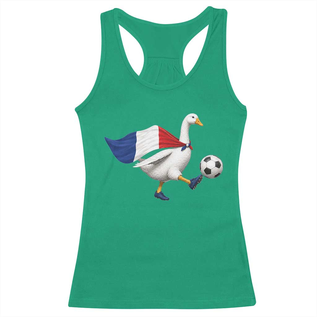 France Soccer Goose Racerback Tank Top French Flag Patriotic Football Fan Graphic