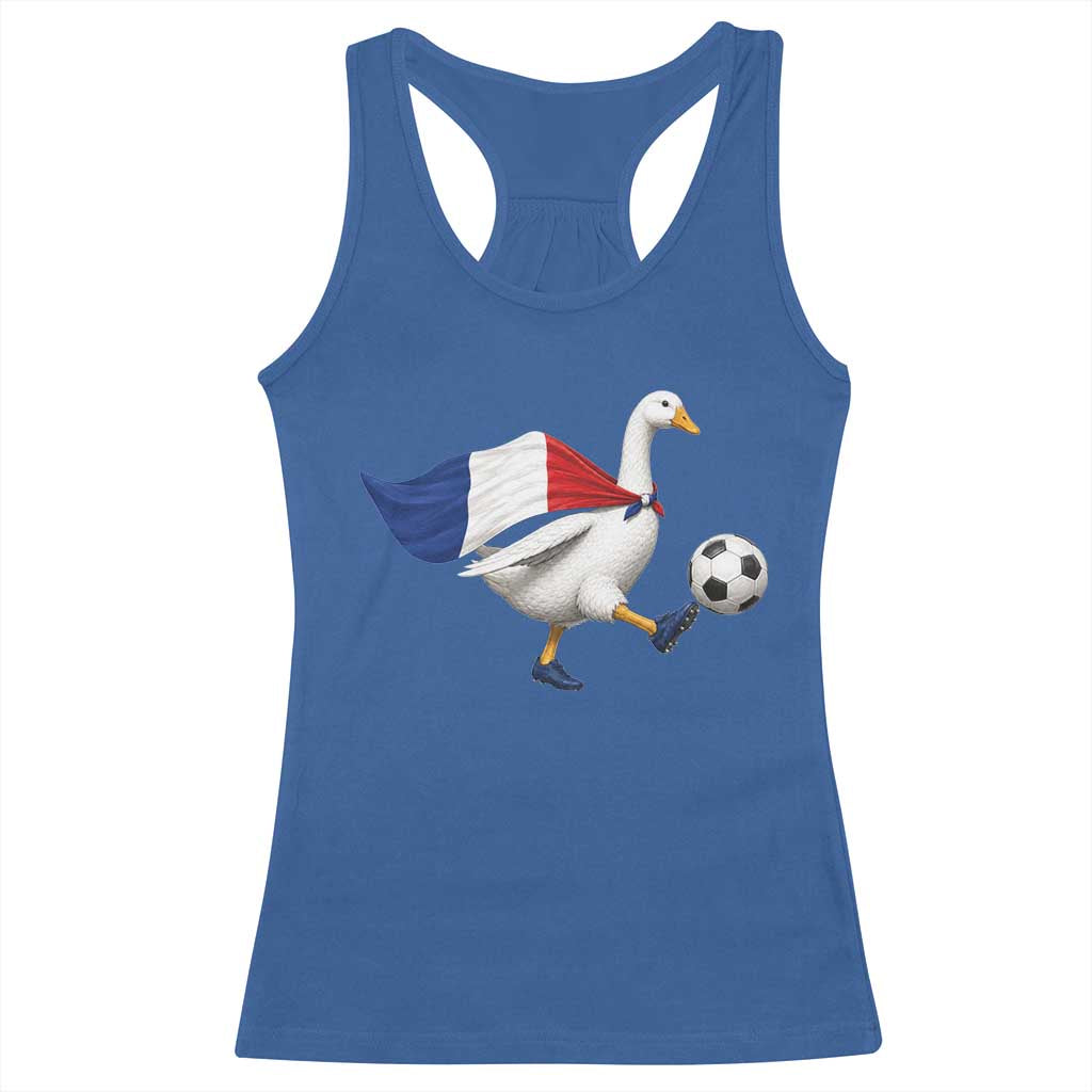 France Soccer Goose Racerback Tank Top French Flag Patriotic Football Fan Graphic