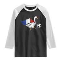 France Soccer Goose Raglan Shirt French Flag Patriotic Football Fan Graphic