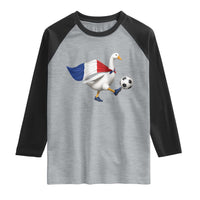France Soccer Goose Raglan Shirt French Flag Patriotic Football Fan Graphic