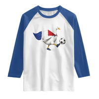 France Soccer Goose Raglan Shirt French Flag Patriotic Football Fan Graphic