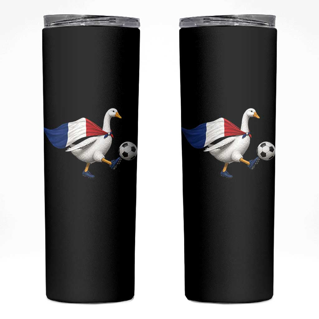 France Soccer Goose Skinny Tumbler French Flag Patriotic Football Fan Graphic