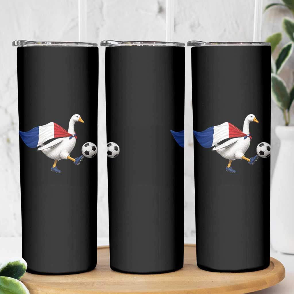 France Soccer Goose Skinny Tumbler French Flag Patriotic Football Fan Graphic