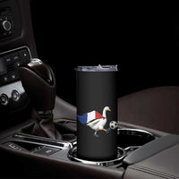 France Soccer Goose Skinny Tumbler French Flag Patriotic Football Fan Graphic