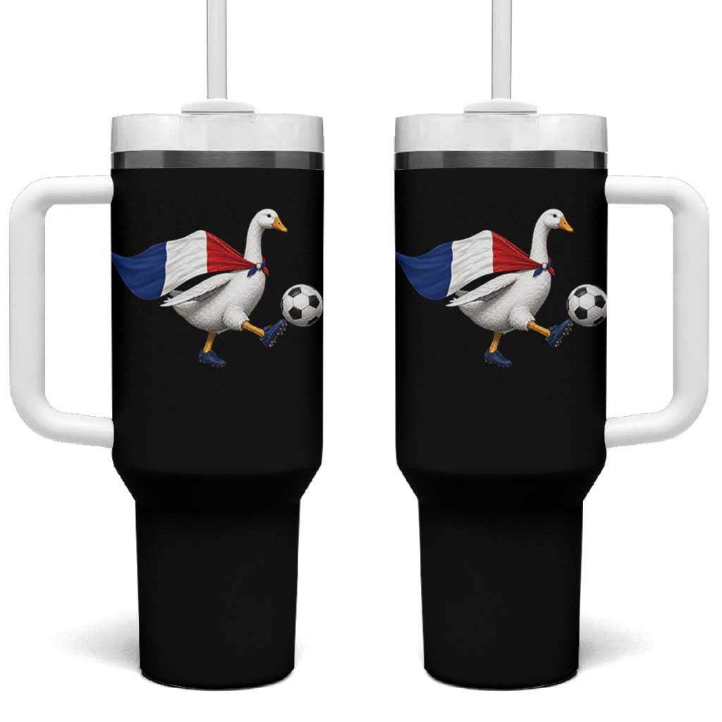 France Soccer Goose Tumbler With Handle French Flag Patriotic Football Fan Graphic