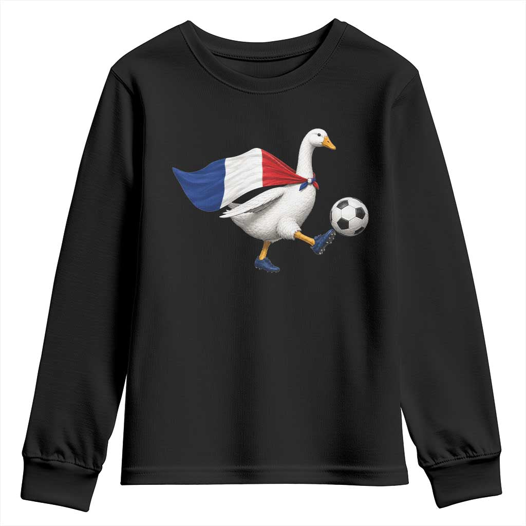 France Soccer Goose Youth Sweatshirt French Flag Patriotic Football Fan Graphic