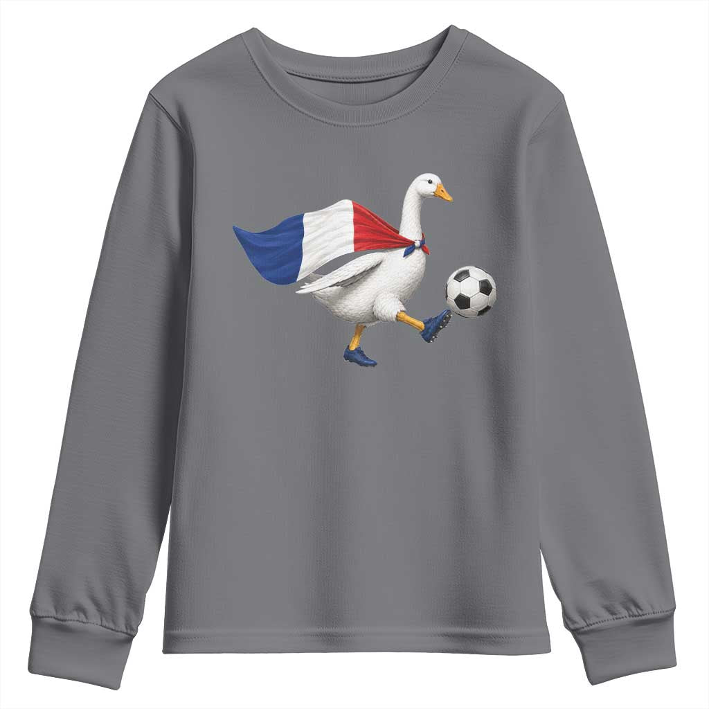 France Soccer Goose Youth Sweatshirt French Flag Patriotic Football Fan Graphic