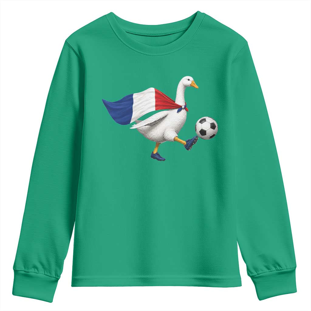 France Soccer Goose Youth Sweatshirt French Flag Patriotic Football Fan Graphic