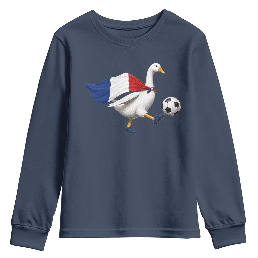 France Soccer Goose Youth Sweatshirt French Flag Patriotic Football Fan Graphic