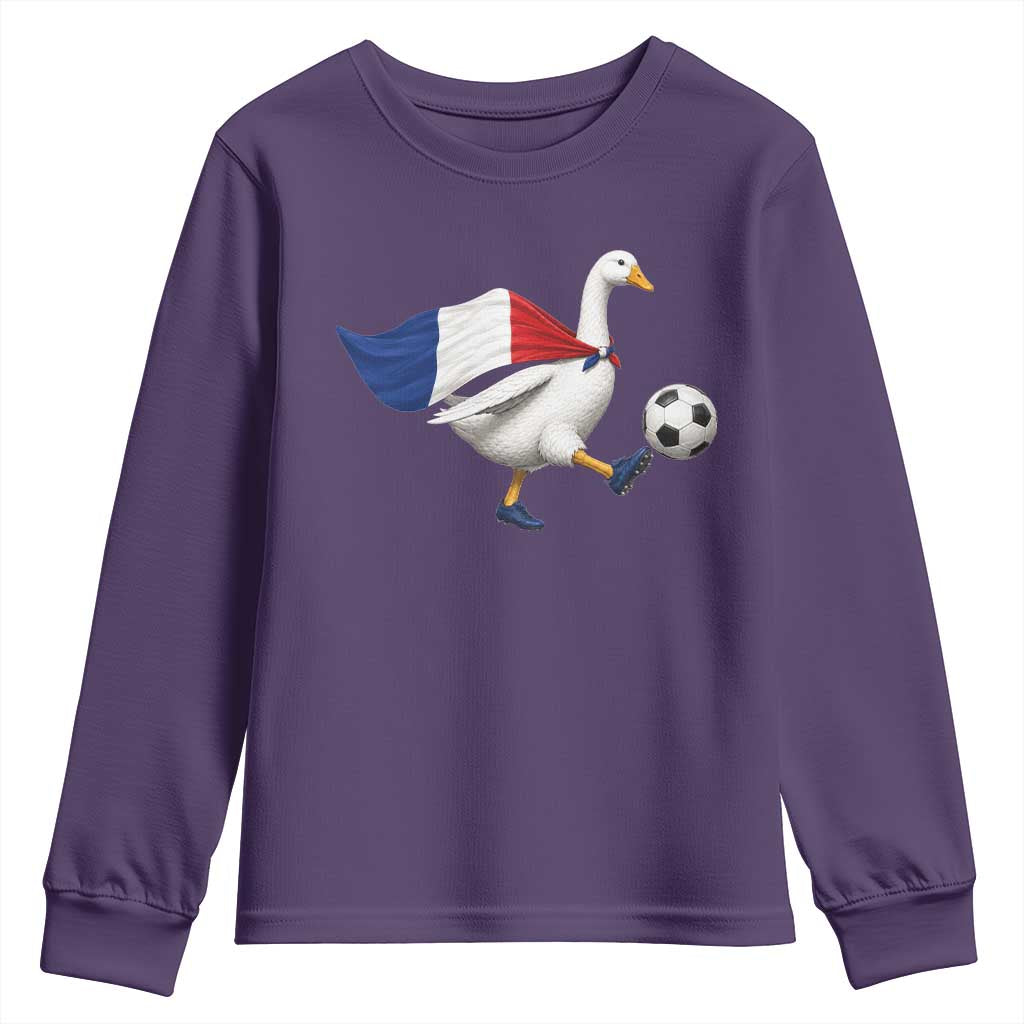 France Soccer Goose Youth Sweatshirt French Flag Patriotic Football Fan Graphic