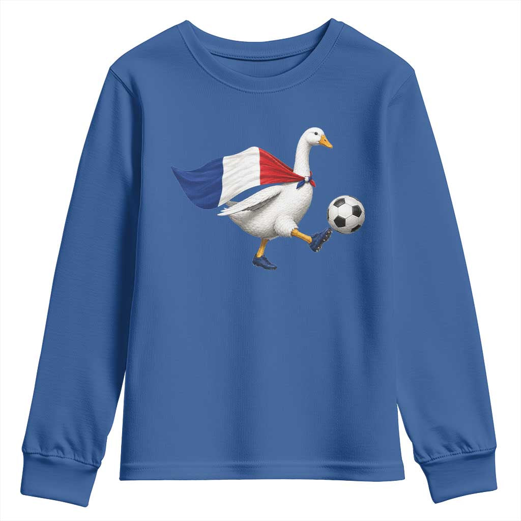 France Soccer Goose Youth Sweatshirt French Flag Patriotic Football Fan Graphic