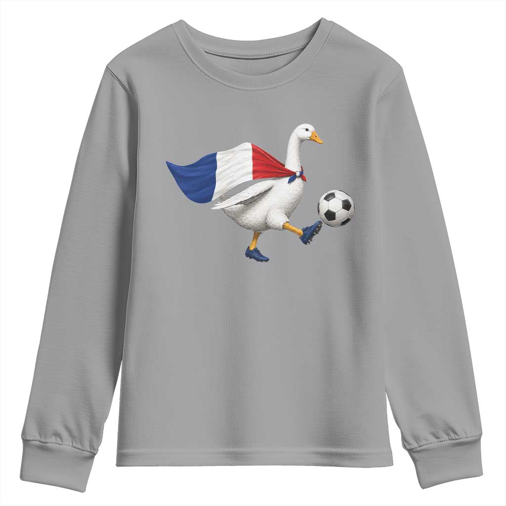 France Soccer Goose Youth Sweatshirt French Flag Patriotic Football Fan Graphic