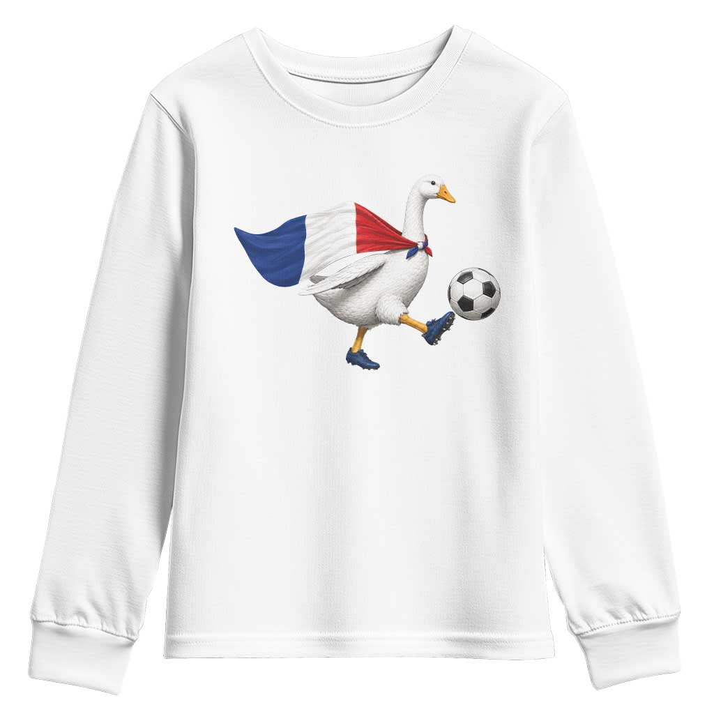 France Soccer Goose Youth Sweatshirt French Flag Patriotic Football Fan Graphic
