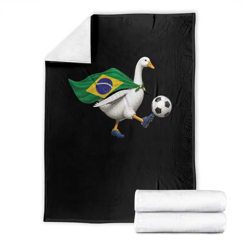 Brazil Soccer Goose Throw Blanket Brazilian Flag Patriotic Football Fan Graphic