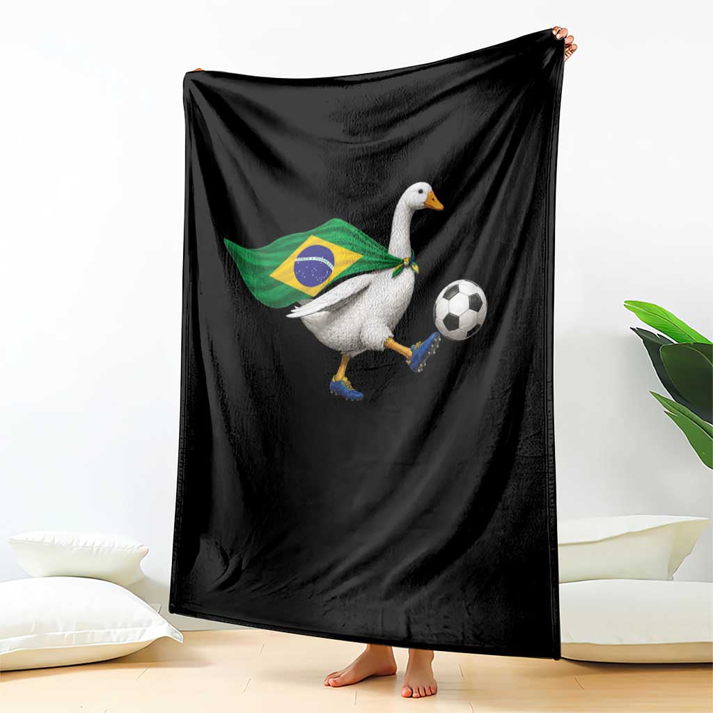 Brazil Soccer Goose Throw Blanket Brazilian Flag Patriotic Football Fan Graphic
