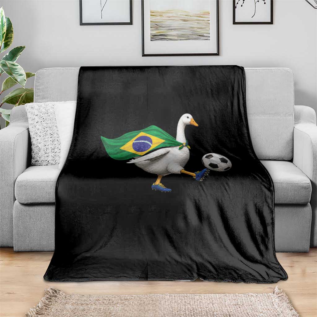 Brazil Soccer Goose Throw Blanket Brazilian Flag Patriotic Football Fan Graphic