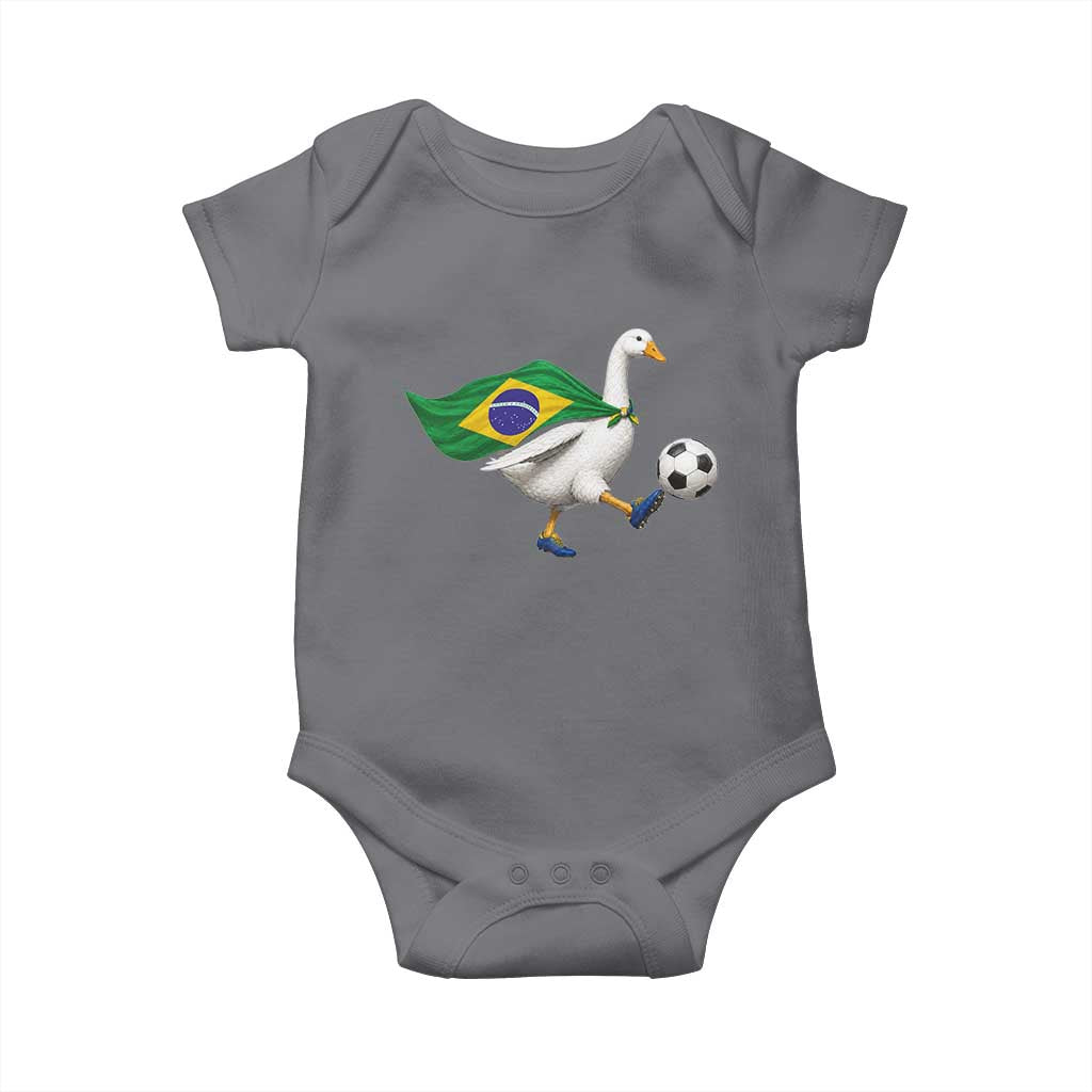 Brazil Soccer Goose Baby Onesie Brazilian Flag Patriotic Football Fan Graphic