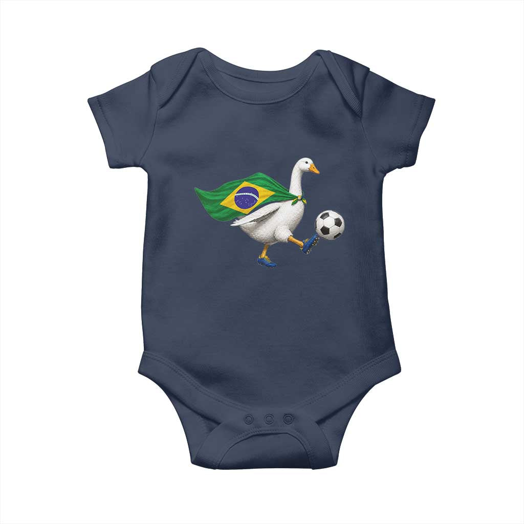 Brazil Soccer Goose Baby Onesie Brazilian Flag Patriotic Football Fan Graphic