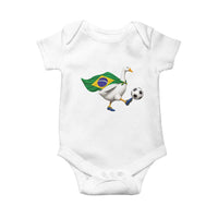 Brazil Soccer Goose Baby Onesie Brazilian Flag Patriotic Football Fan Graphic