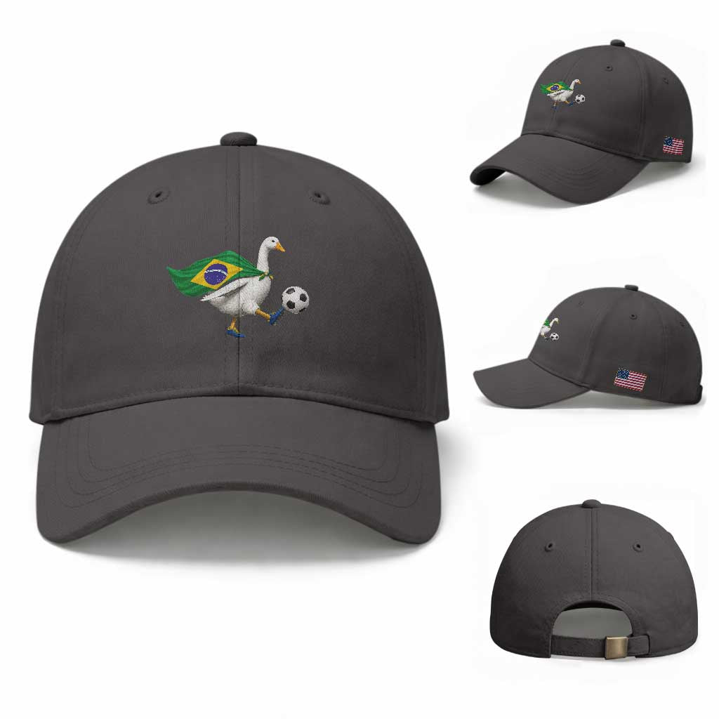 Brazil Soccer Goose Baseball Cap Brazilian Flag Patriotic Football Fan Graphic