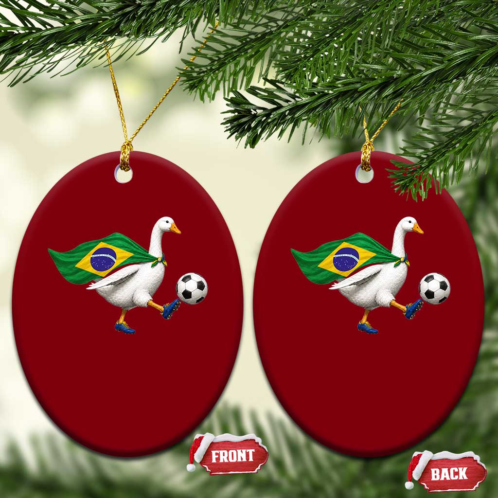 Brazil Soccer Goose Ceramic Ornament Brazilian Flag Patriotic Football Fan Graphic
