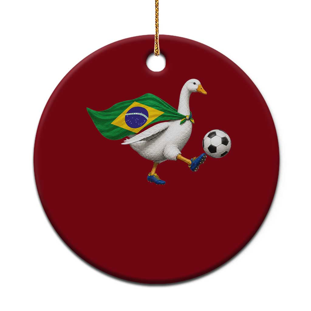 Brazil Soccer Goose Ceramic Ornament Brazilian Flag Patriotic Football Fan Graphic
