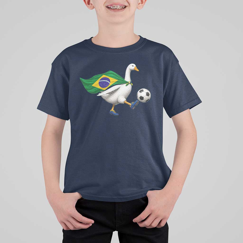 Brazil Soccer Goose T Shirt For Kid Brazilian Flag Patriotic Football Fan Graphic