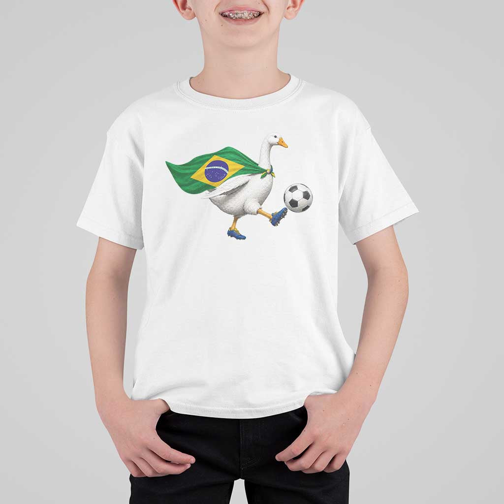 Brazil Soccer Goose T Shirt For Kid Brazilian Flag Patriotic Football Fan Graphic
