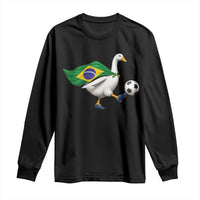 Brazil Soccer Goose Long Sleeve Shirt Brazilian Flag Patriotic Football Fan Graphic