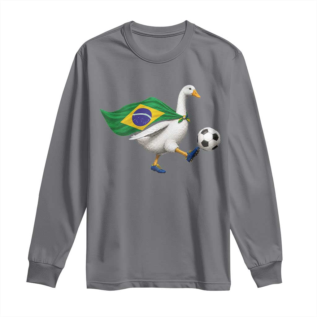 Brazil Soccer Goose Long Sleeve Shirt Brazilian Flag Patriotic Football Fan Graphic