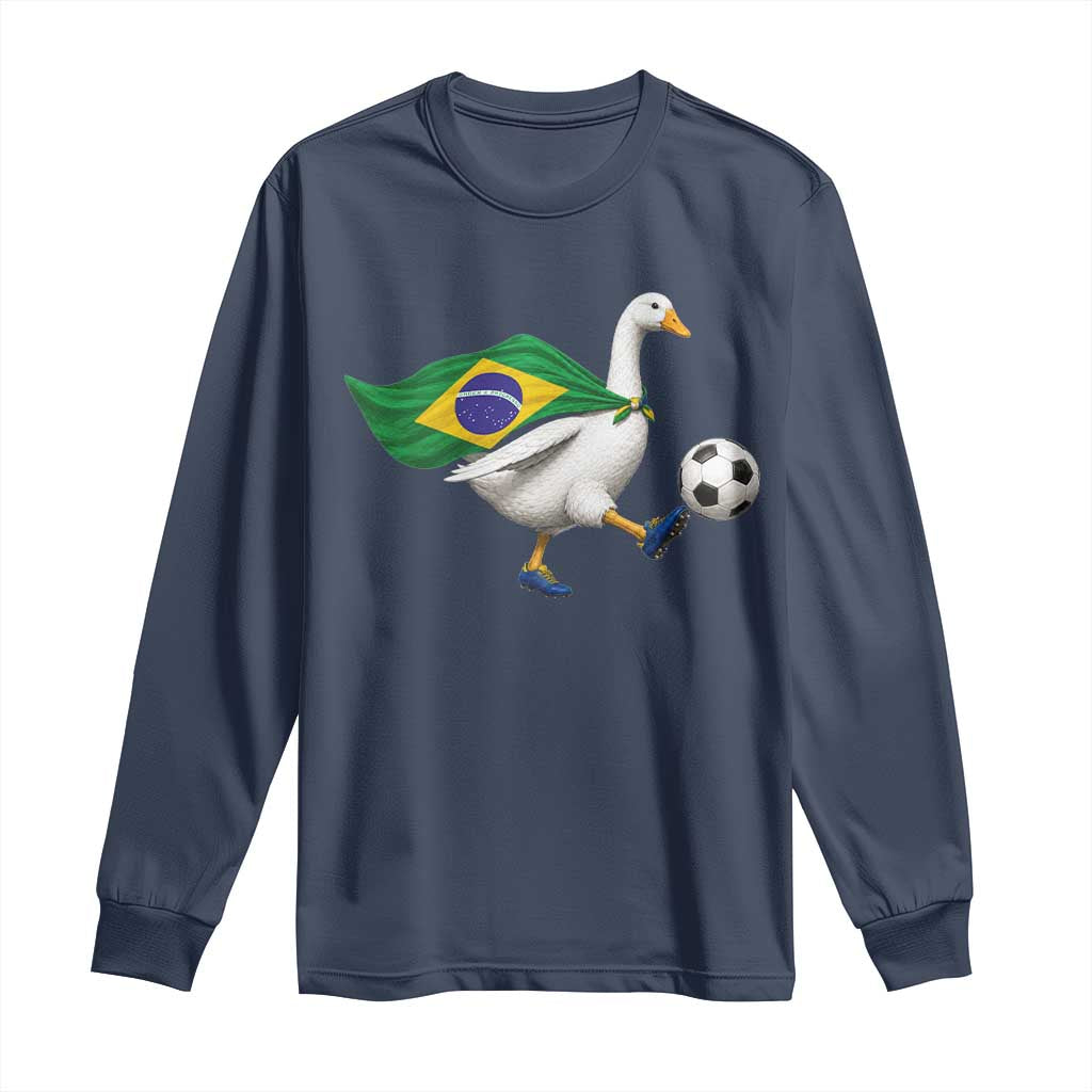 Brazil Soccer Goose Long Sleeve Shirt Brazilian Flag Patriotic Football Fan Graphic