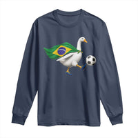 Brazil Soccer Goose Long Sleeve Shirt Brazilian Flag Patriotic Football Fan Graphic